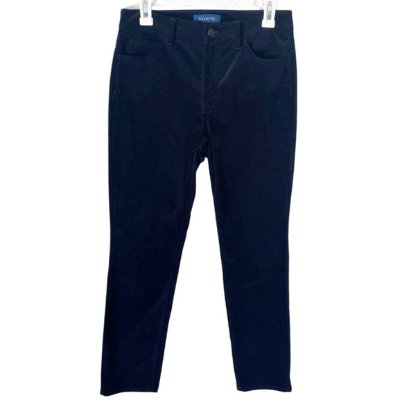 Talbots Pants Women's 4P Petite High Waist Straight Leg Blue Velveteen - Picture 1 of 9